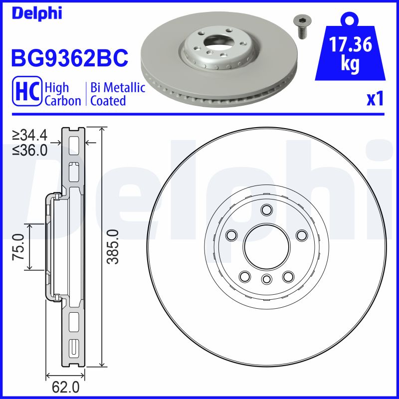 DELPHI Tarcza hamulcowa BG9362BC
