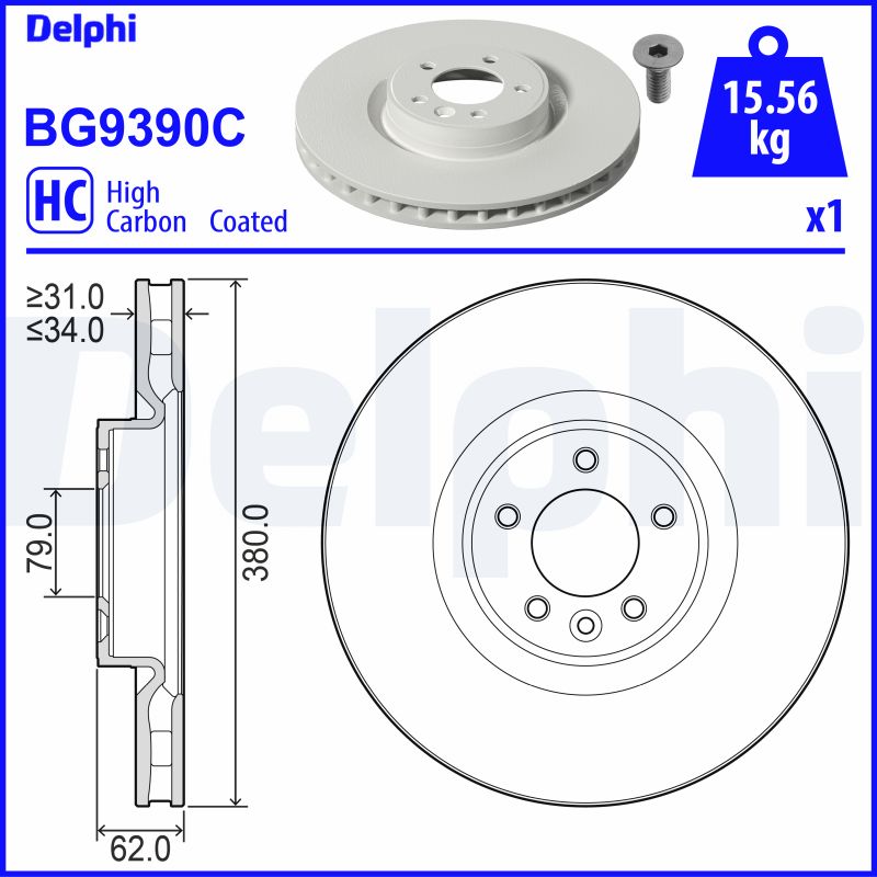 DELPHI Bromsskiva BG9390C
