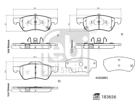 FEBI BILSTEIN Piduriklotside komplekt, ketaspidur 183656