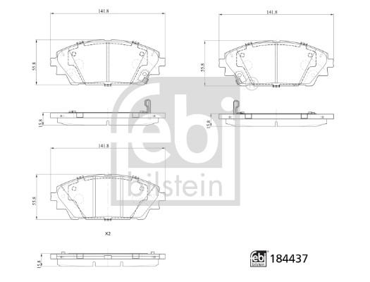 FEBI BILSTEIN Piduriklotside komplekt, ketaspidur 184437