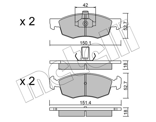 METELLI Piduriklotside komplekt, ketaspidur 22-0274-2