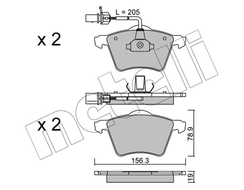 METELLI Piduriklotside komplekt, ketaspidur 22-0550-1