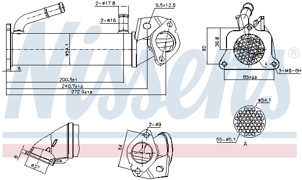 NISSENS Radiaator,heitgaaside tagasijooks 989321