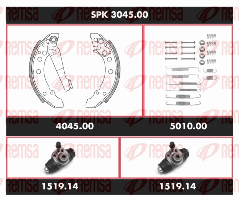 REMSA Pidurite komplekt, trummelpidur SPK 3045.00
