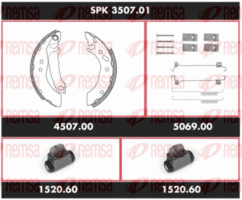 REMSA Pidurite komplekt, trummelpidur SPK 3507.01