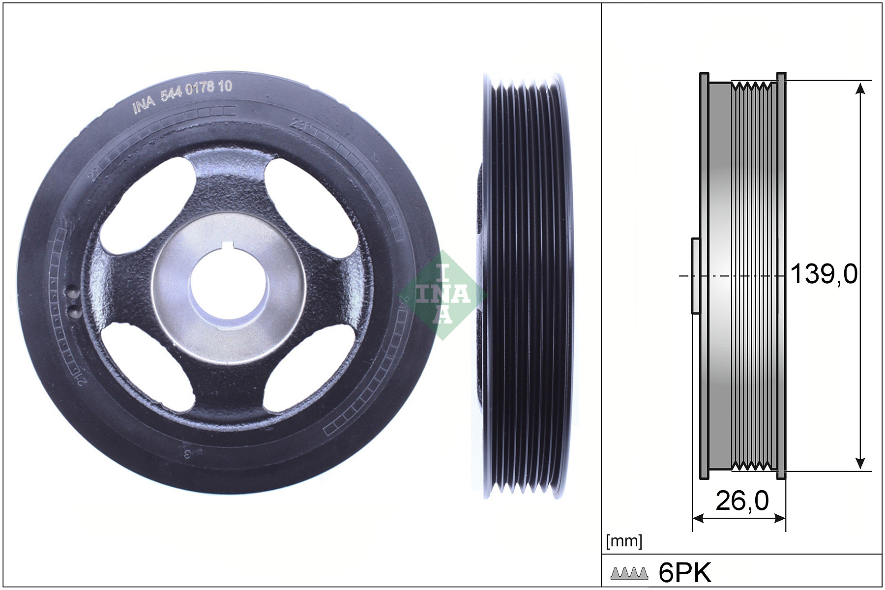 Schaeffler INA Hihnapyörä, kampiakseli 544 0178 10