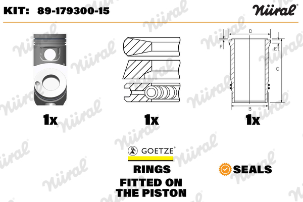 NÜRAL Rep.sats, kolv/cylinderfoder 89-179300-15