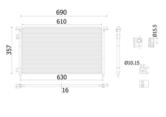 MAHLE Kondensaator,kliimaseade AC 909 000S