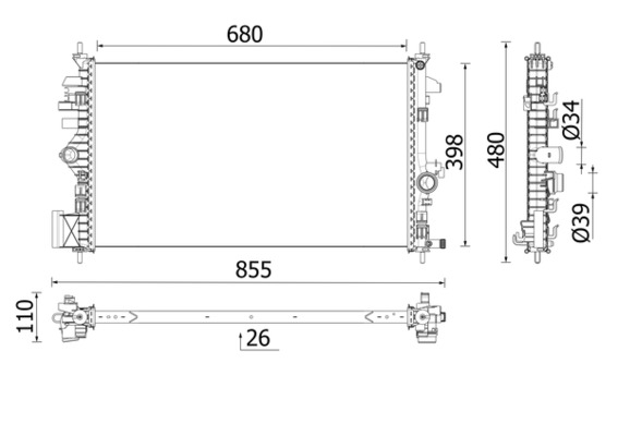 MAHLE Jäähdytin,moottorin jäähdytys CR 2265 000P