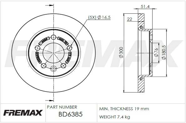 FREMAX stabdžių diskas BD-6385