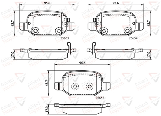 COMLINE Piduriklotside komplekt, ketaspidur ADB32139