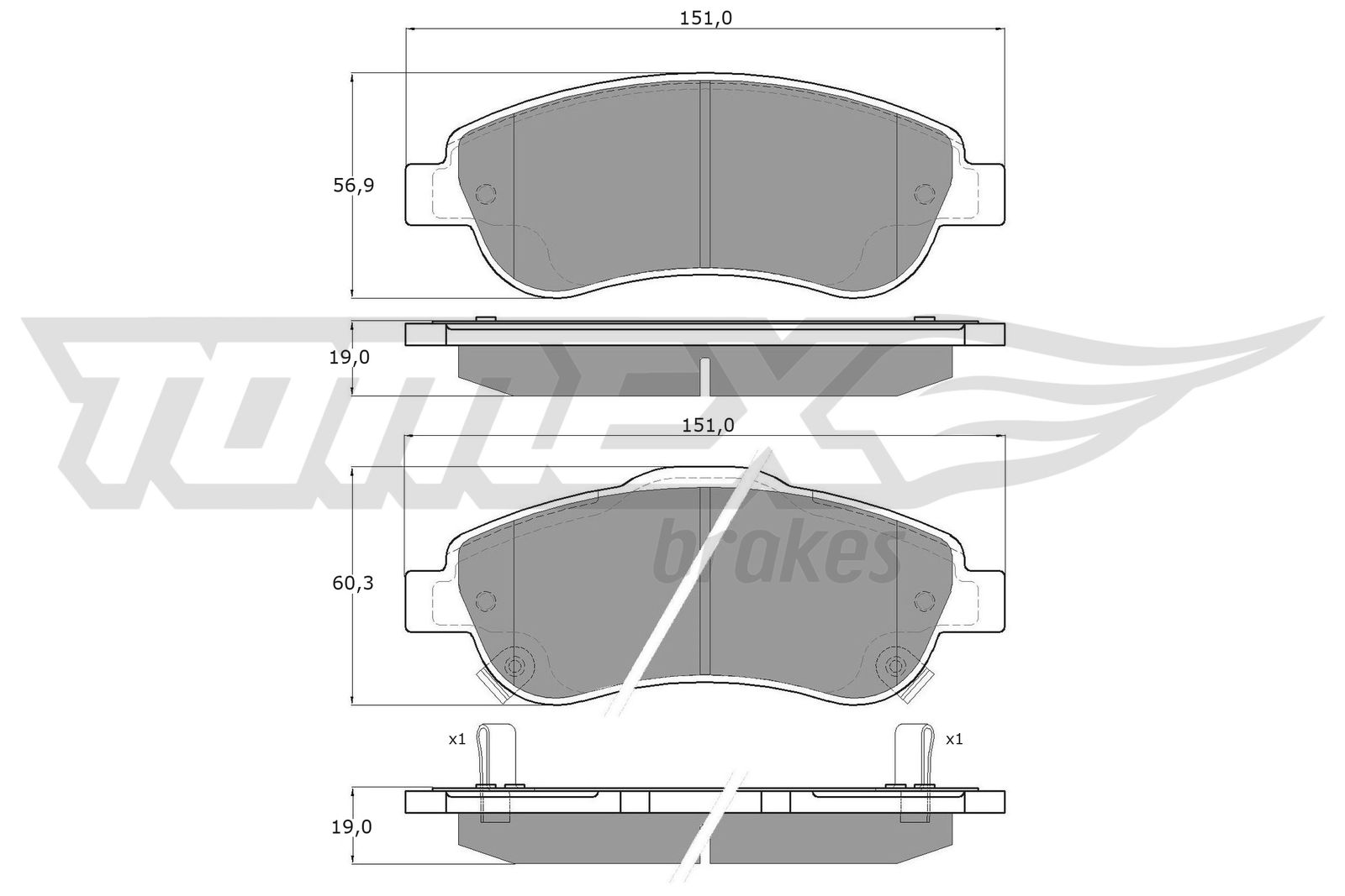 TOMEX Brakes Piduriklotside komplekt, ketaspidur TX 15-70
