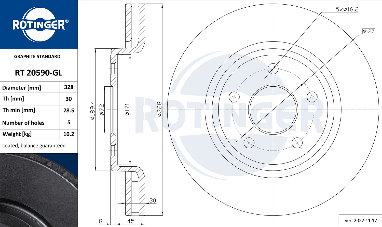 ROTINGER Jarrulevy RT 20590-GL