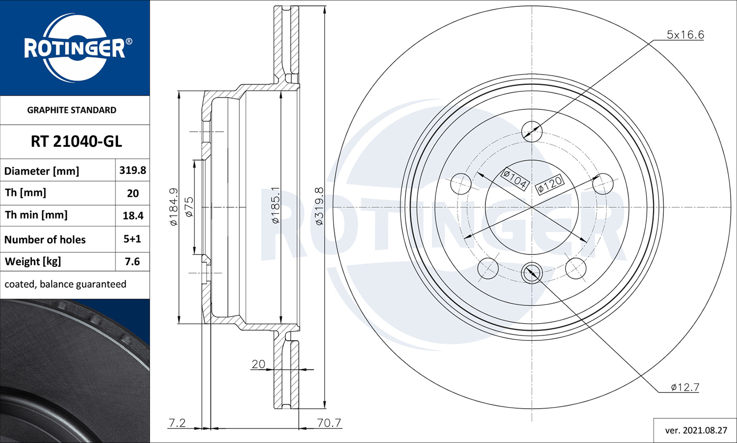 ROTINGER Piduriketas RT 21040-GL