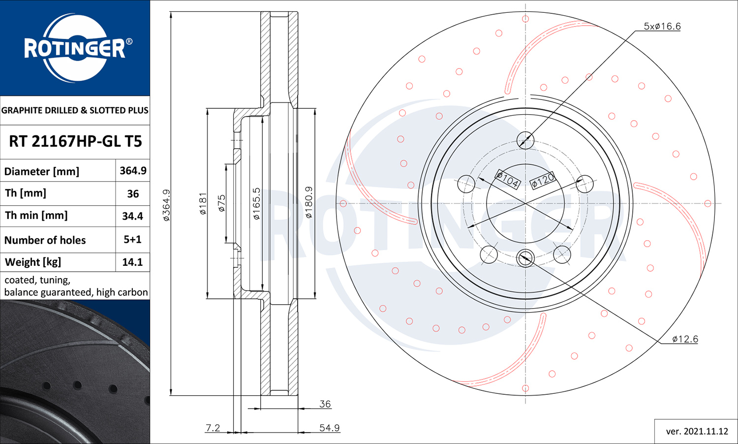 ROTINGER Piduriketas RT 21167HP-GL T5