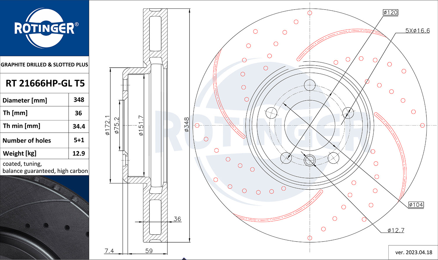 ROTINGER Piduriketas RT 21666HP-GL T5