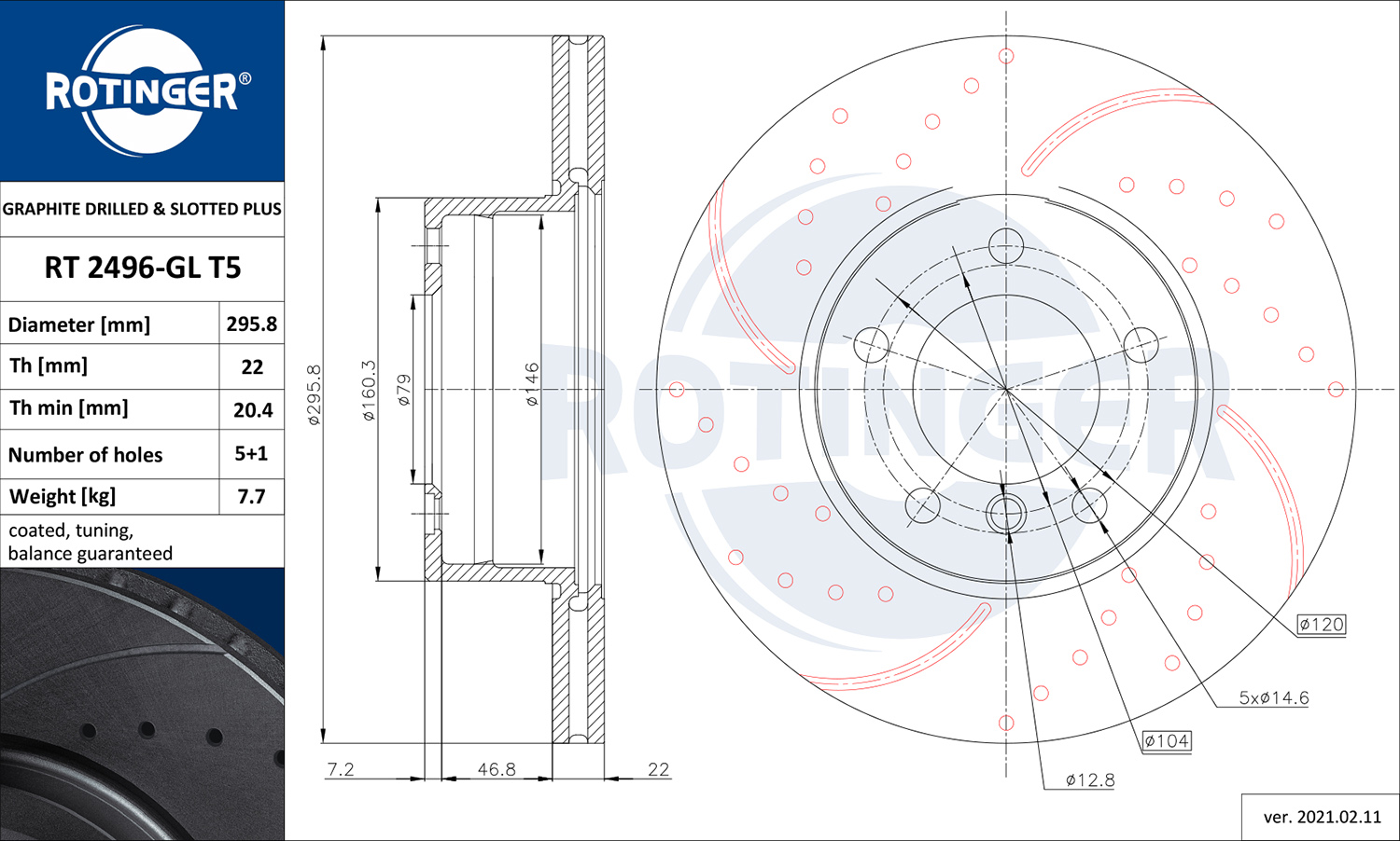 ROTINGER Тормозной диск RT 2496-GL T5