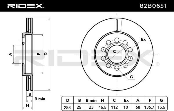 RIDEX stabdžių diskas 82B0651