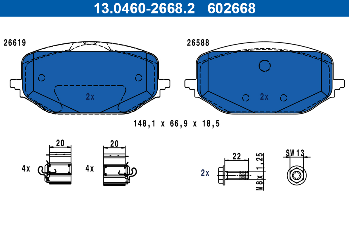 ATE Piduriklotside komplekt, ketaspidur 13.0460-2668.2
