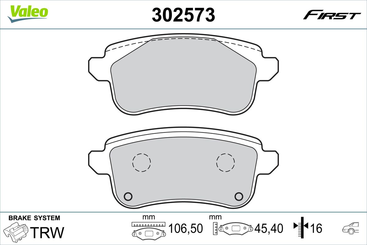VALEO Piduriklotside komplekt, ketaspidur 302573