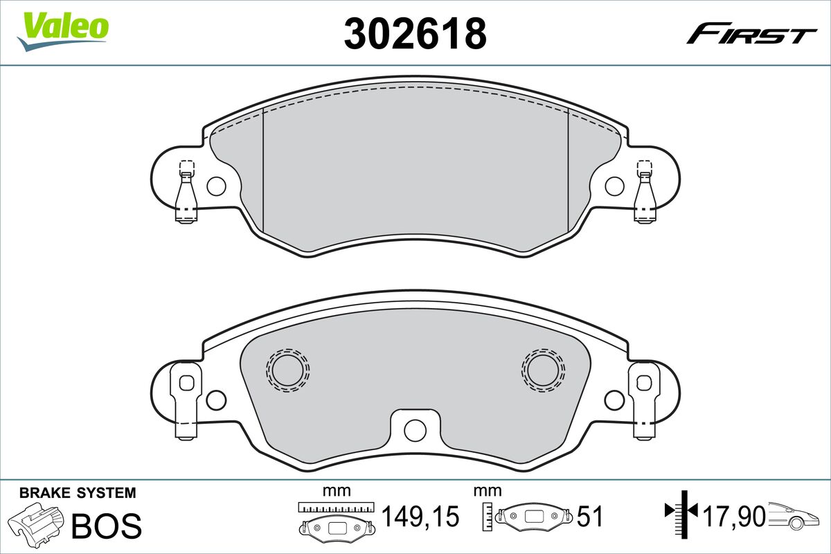 VALEO Piduriklotside komplekt, ketaspidur 302618