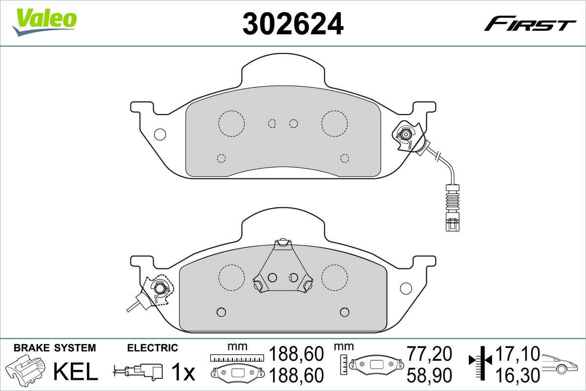 VALEO Piduriklotside komplekt, ketaspidur 302624
