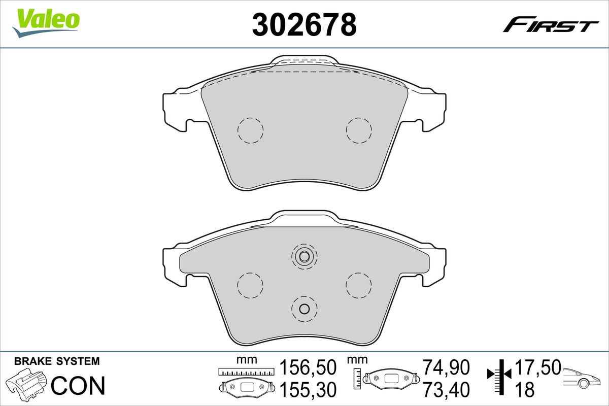 VALEO stabdžių trinkelių rinkinys, diskinis stabdys 302678