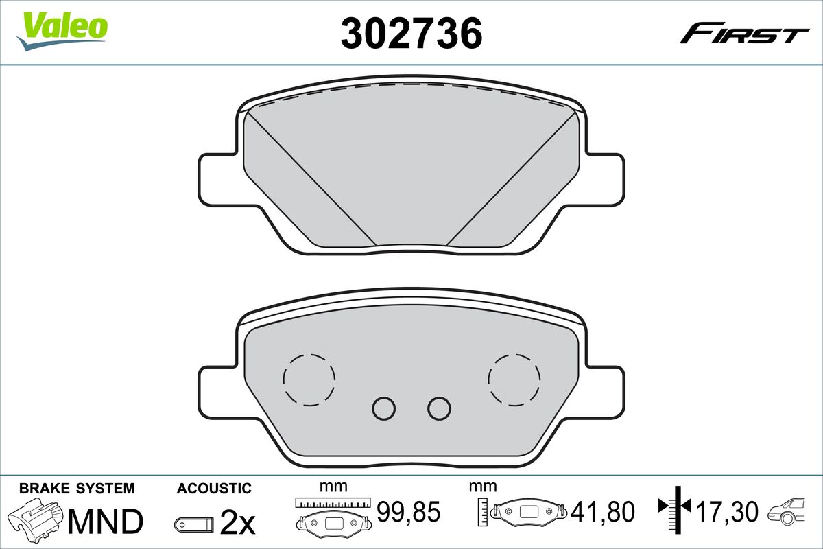 VALEO Piduriklotside komplekt, ketaspidur 302736