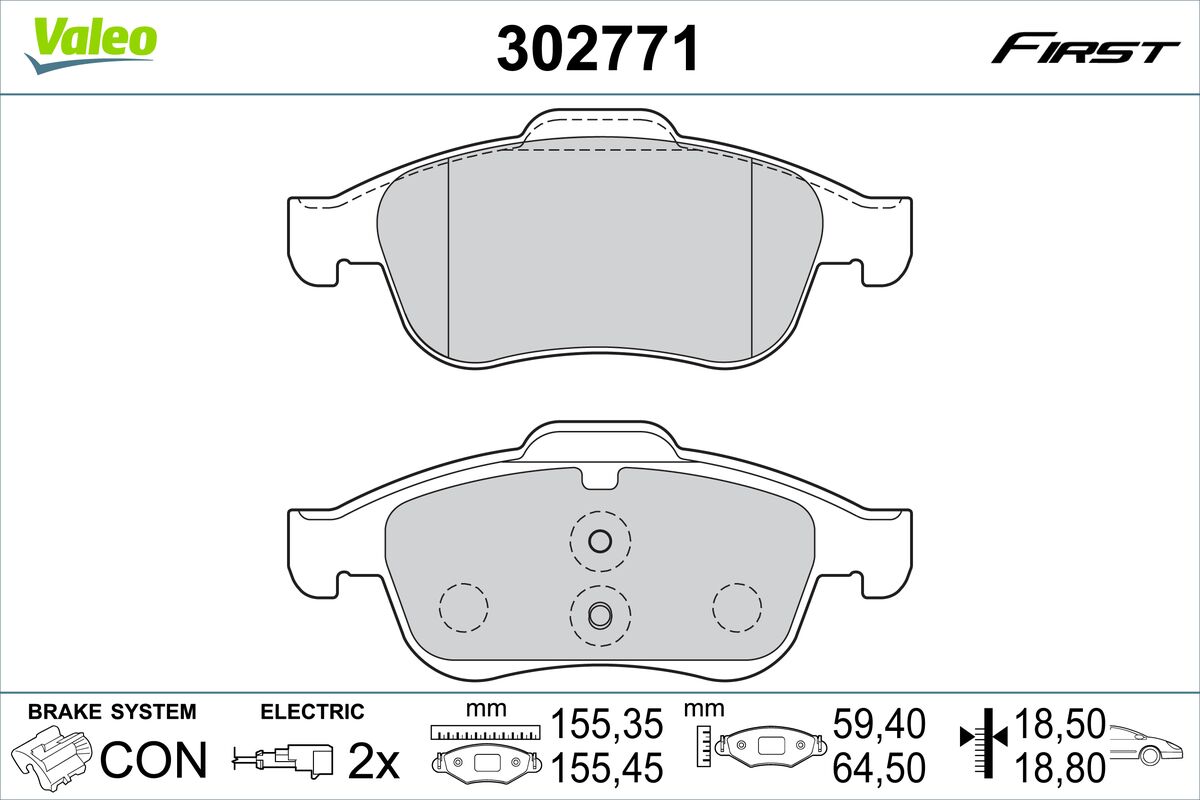 VALEO Piduriklotside komplekt, ketaspidur 302771