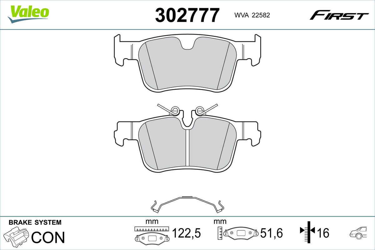 VALEO Piduriklotside komplekt, ketaspidur 302777