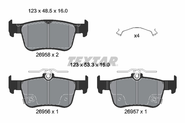 TEXTAR Piduriklotside komplekt, ketaspidur 2695801