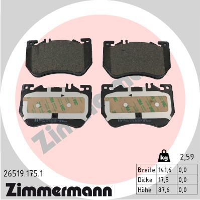 ZIMMERMANN Piduriklotside komplekt, ketaspidur 26519.175.1