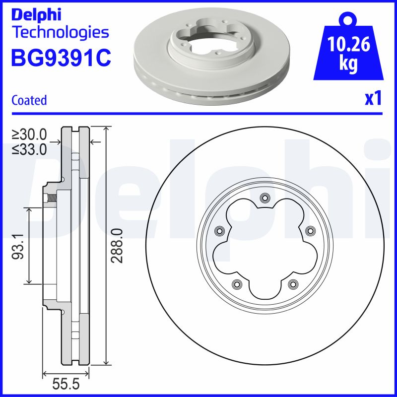 DELPHI Bromsskiva BG9391C
