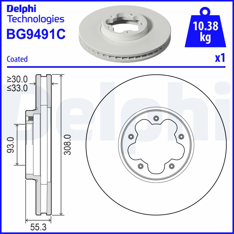 DELPHI Bromsskiva BG9491C