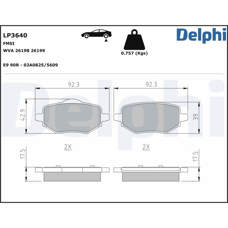 DELPHI Piduriklotside komplekt, ketaspidur LP3640