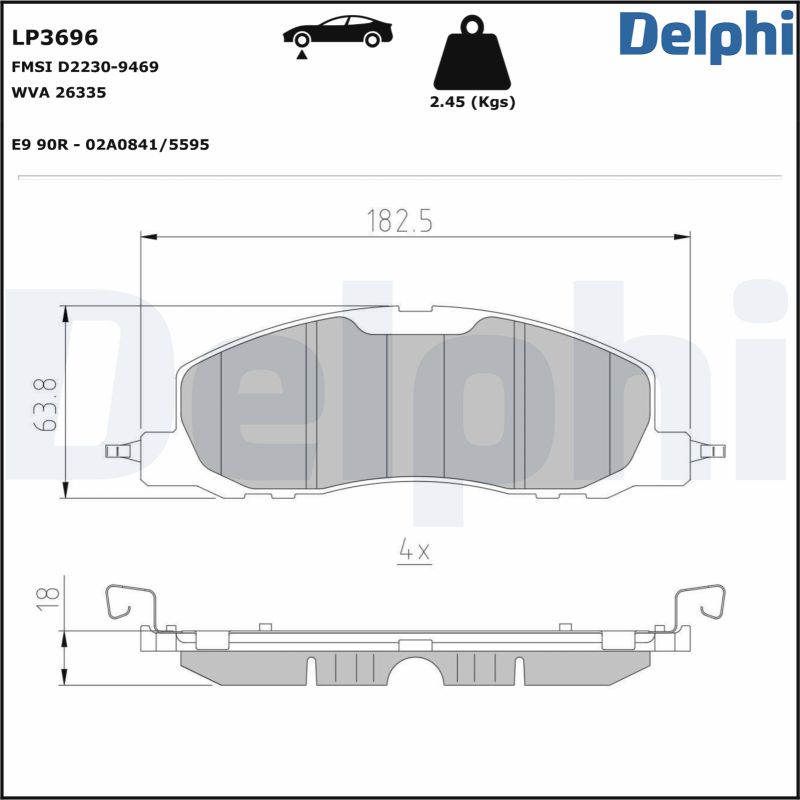 DELPHI Piduriklotside komplekt, ketaspidur LP3696