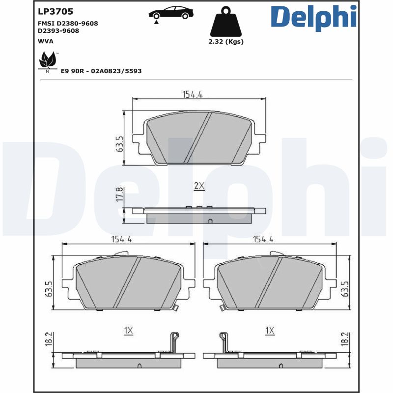 DELPHI Piduriklotside komplekt, ketaspidur LP3705