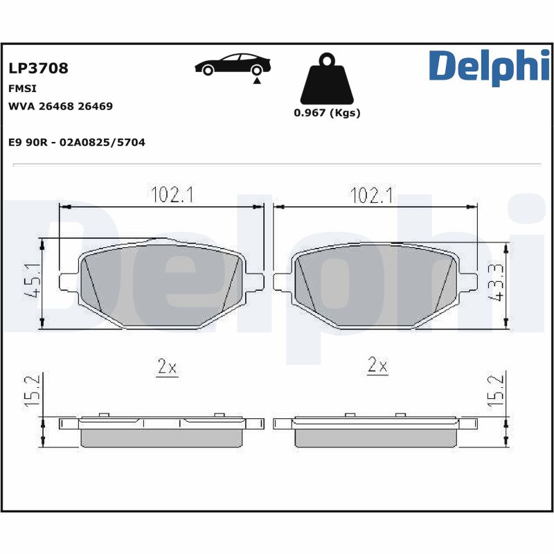 DELPHI Piduriklotside komplekt, ketaspidur LP3708