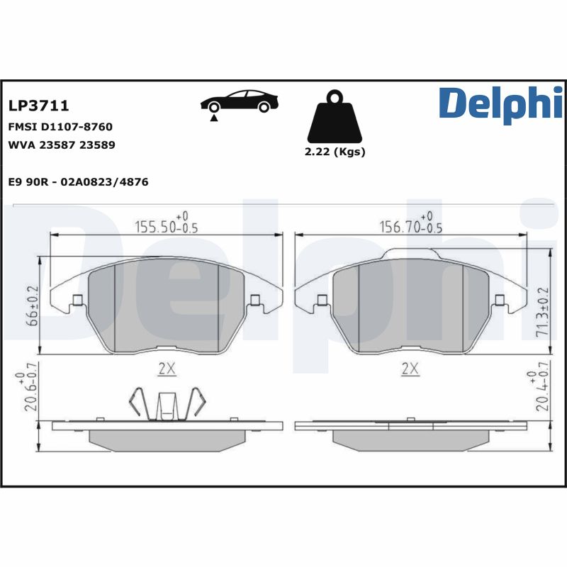 DELPHI Piduriklotside komplekt, ketaspidur LP3711