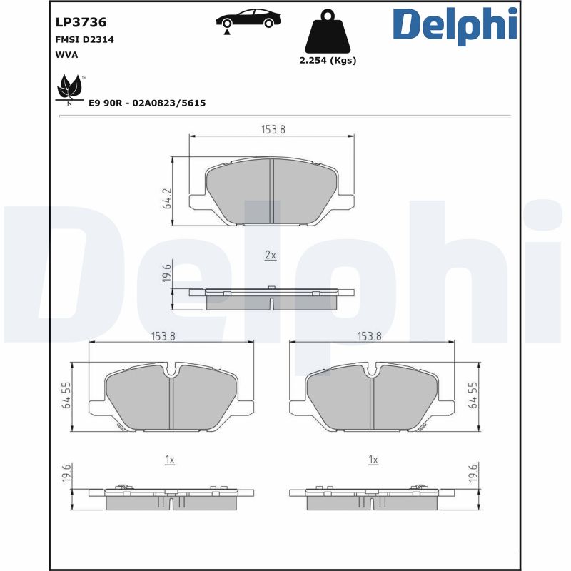DELPHI Piduriklotside komplekt, ketaspidur LP3736