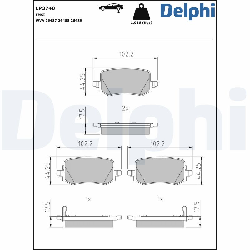 DELPHI Piduriklotside komplekt, ketaspidur LP3740