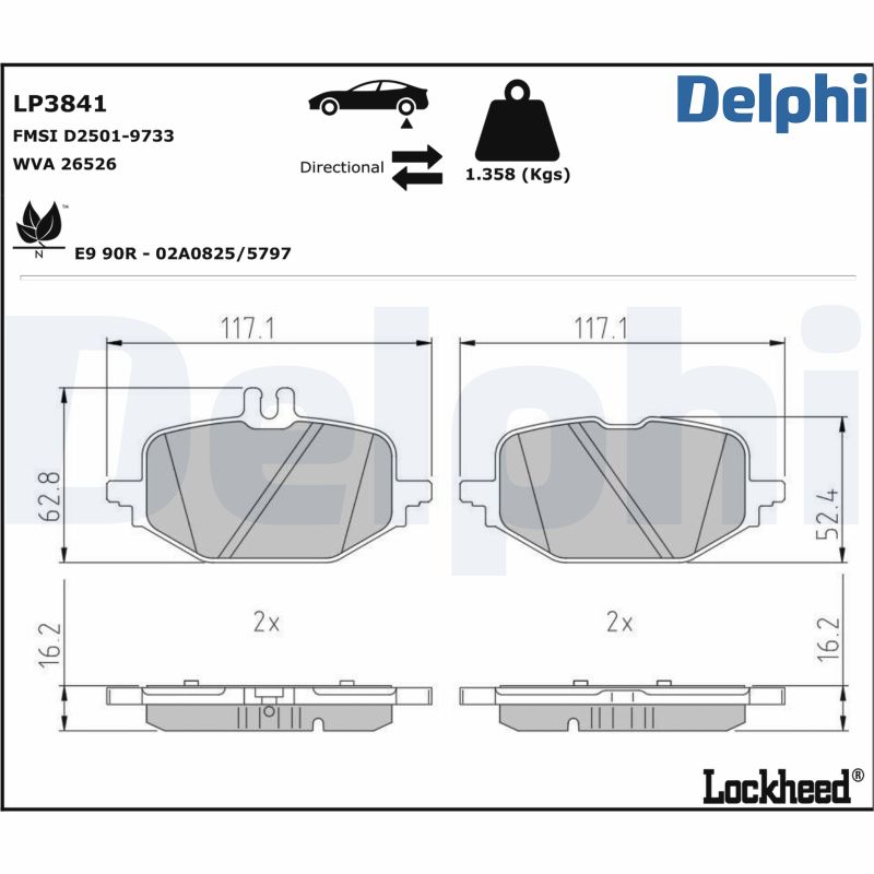 DELPHI Piduriklotside komplekt, ketaspidur LP3841
