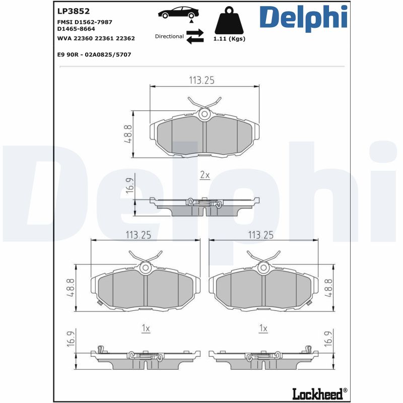 DELPHI Piduriklotside komplekt, ketaspidur LP3852