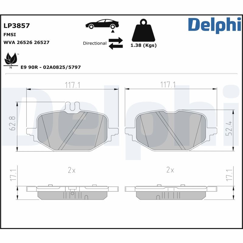 DELPHI Piduriklotside komplekt, ketaspidur LP3857