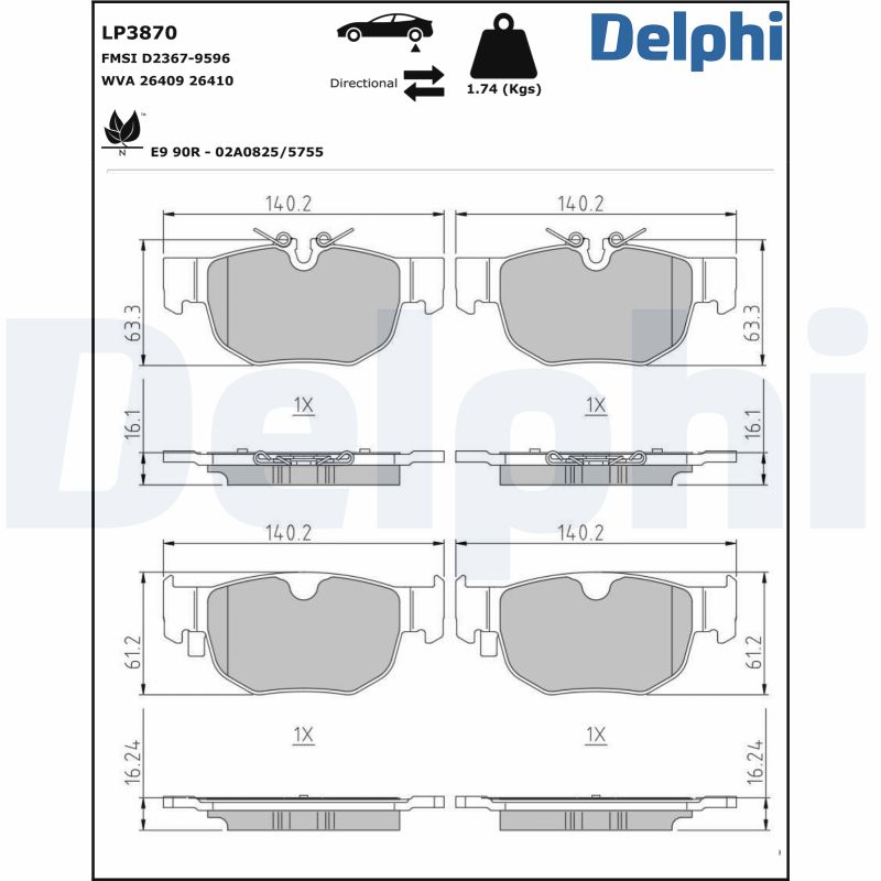 DELPHI Piduriklotside komplekt, ketaspidur LP3870