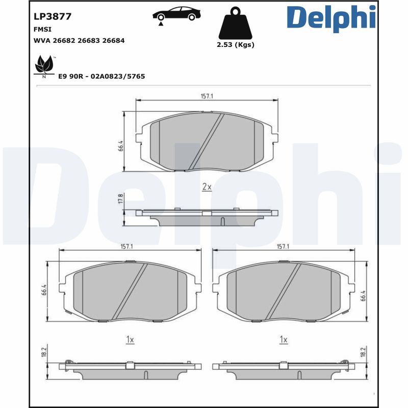 DELPHI Piduriklotside komplekt, ketaspidur LP3877