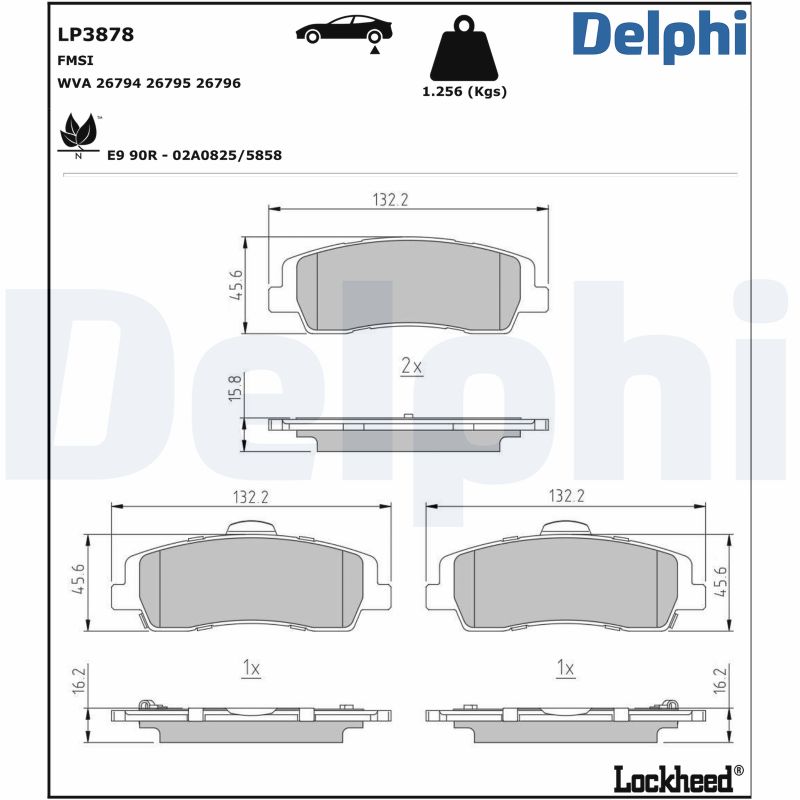 DELPHI Piduriklotside komplekt, ketaspidur LP3878
