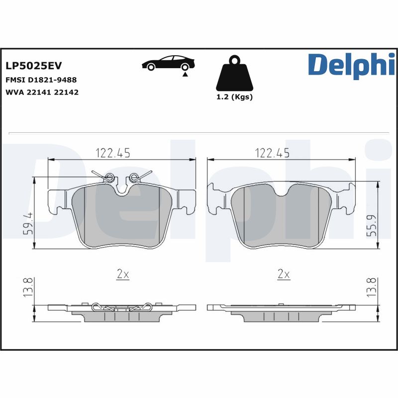 DELPHI Piduriklotside komplekt, ketaspidur LP5025EV