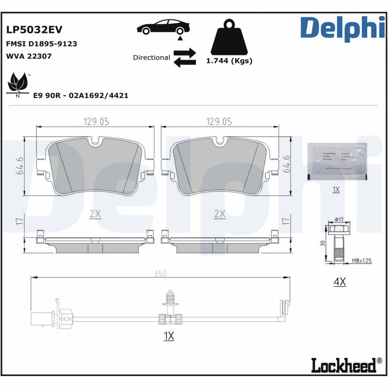 DELPHI Piduriklotside komplekt, ketaspidur LP5032EV
