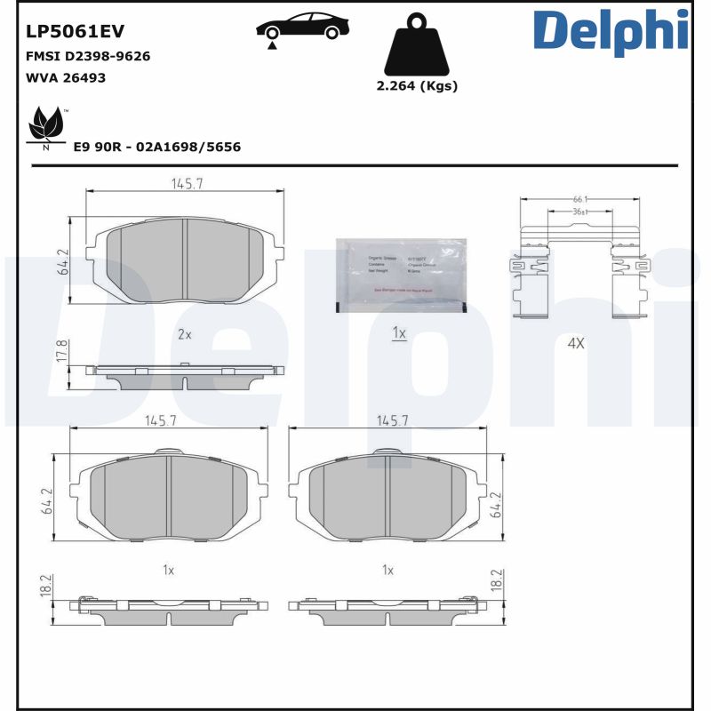 DELPHI Piduriklotside komplekt, ketaspidur LP5061EV